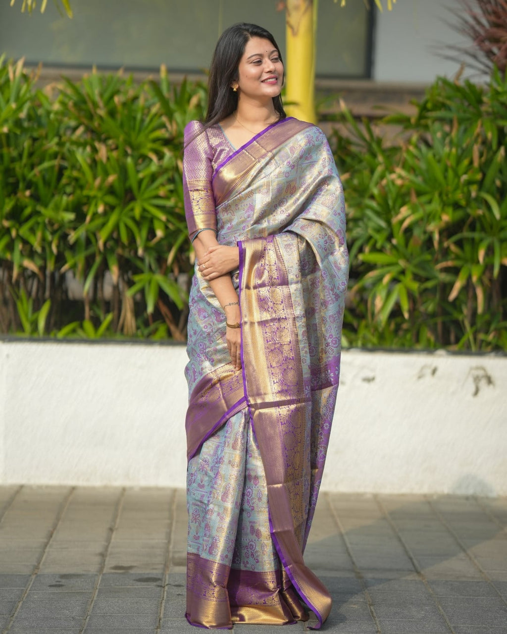Sky Blue Color Soft Kanjivaram Silk Saree With Zari Weaving Work