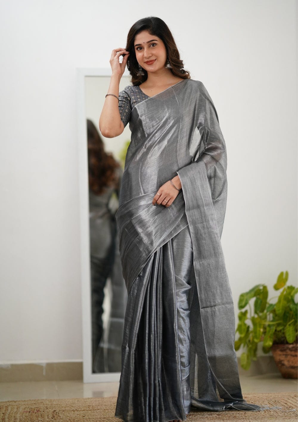 Tissue Silk Saree With Embellished Look