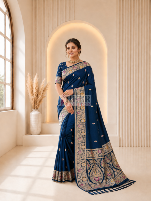 Banarasi Silk saree with Golden Zari Weaving Work
