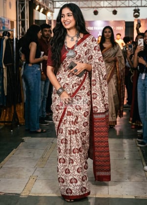 Mulmul Cotton Saree with Bagru Hand Block Printed Work