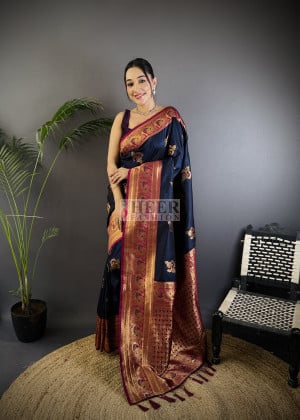 Traditional Banarasi Silk Saree with Zari Weaving Work