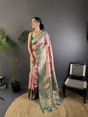 Traditional Banarasi Silk Saree with Zari Weaving Work