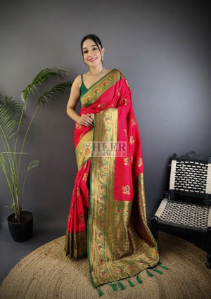 Traditional Banarasi Silk Saree with Zari Weaving Work