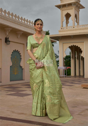 Satin Banarasi Silk Saree with Jacquard Zari Weaving Work