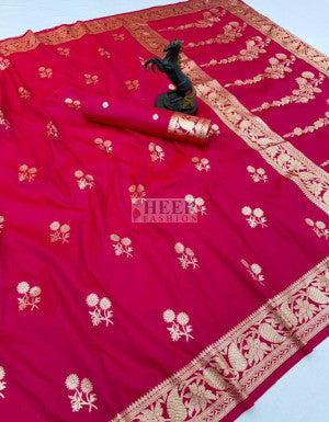 Banarasi Silk Saree with Golden Zari Weaving Work