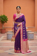 Banarasi Silk Saree with Golden Zari Weaving Work