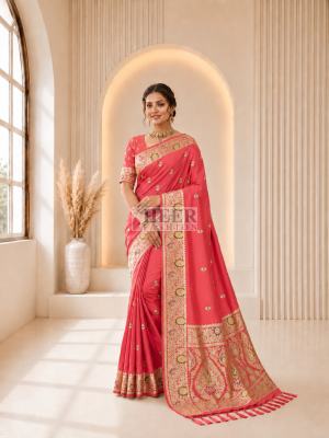 Banarasi Silk saree with Golden Zari Weaving Work