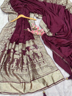 Pure Satin Gajji Silk Saree With Gala Banarasi Weaved
