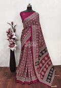 Mulmul Cotton Saree with Ajrakh Printed and Real Mirror Work