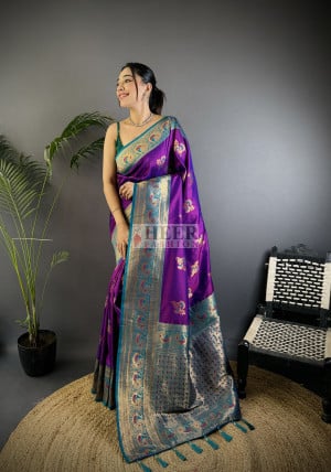 Traditional Banarasi Silk Saree with Zari Weaving Work