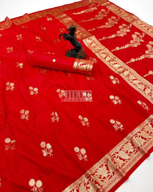 Banarasi Silk Saree with Golden Zari Weaving Work