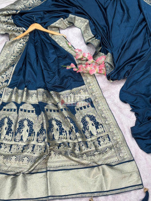 Pure Satin Gajji Silk Saree With Gala Banarasi Weaved