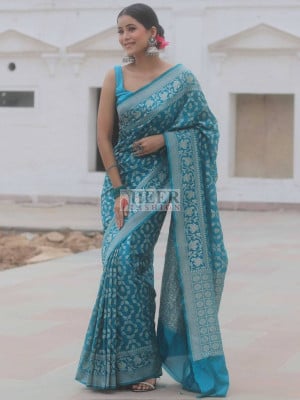 Banarasi Lichi Silk Saree with Jacquard Weaving Work