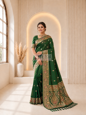 Banarasi Silk saree with Golden Zari Weaving Work