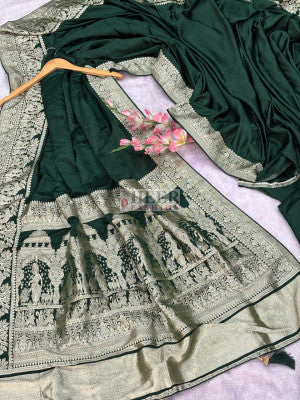 Pure Satin Gajji Silk Saree With Gala Banarasi Weaved