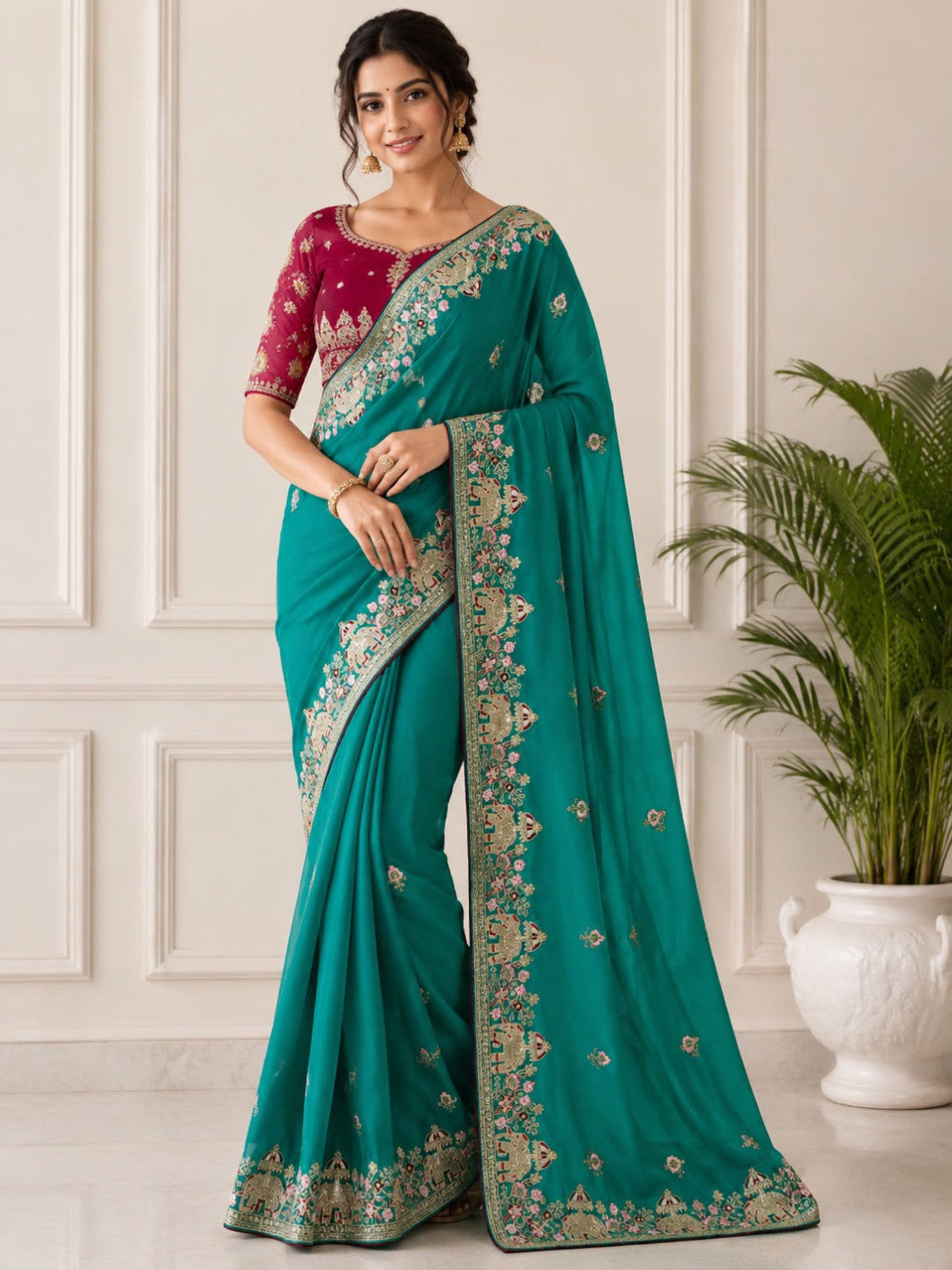 Star Georgette Saree With Sequence And Embroidery Work