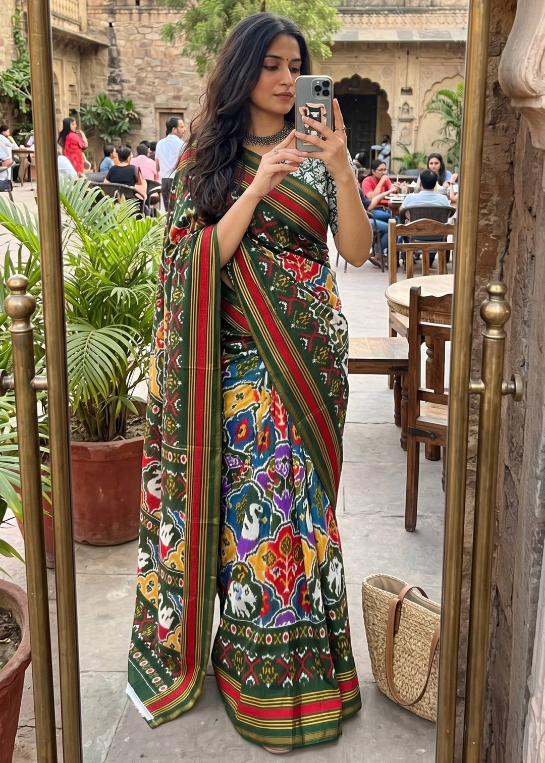 Soft Mul Base Muslin Cotton Saree With Patola Printed Work
