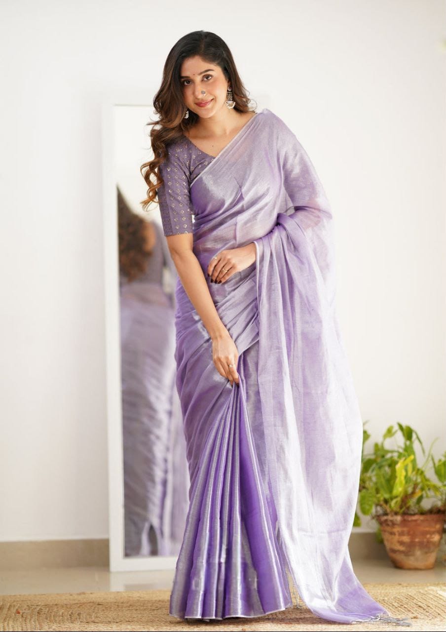 Tissue Silk Saree With Embellished Look