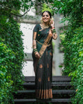 Green Color Soft Lichi Silk Saree With Jacquard Weaving Wor