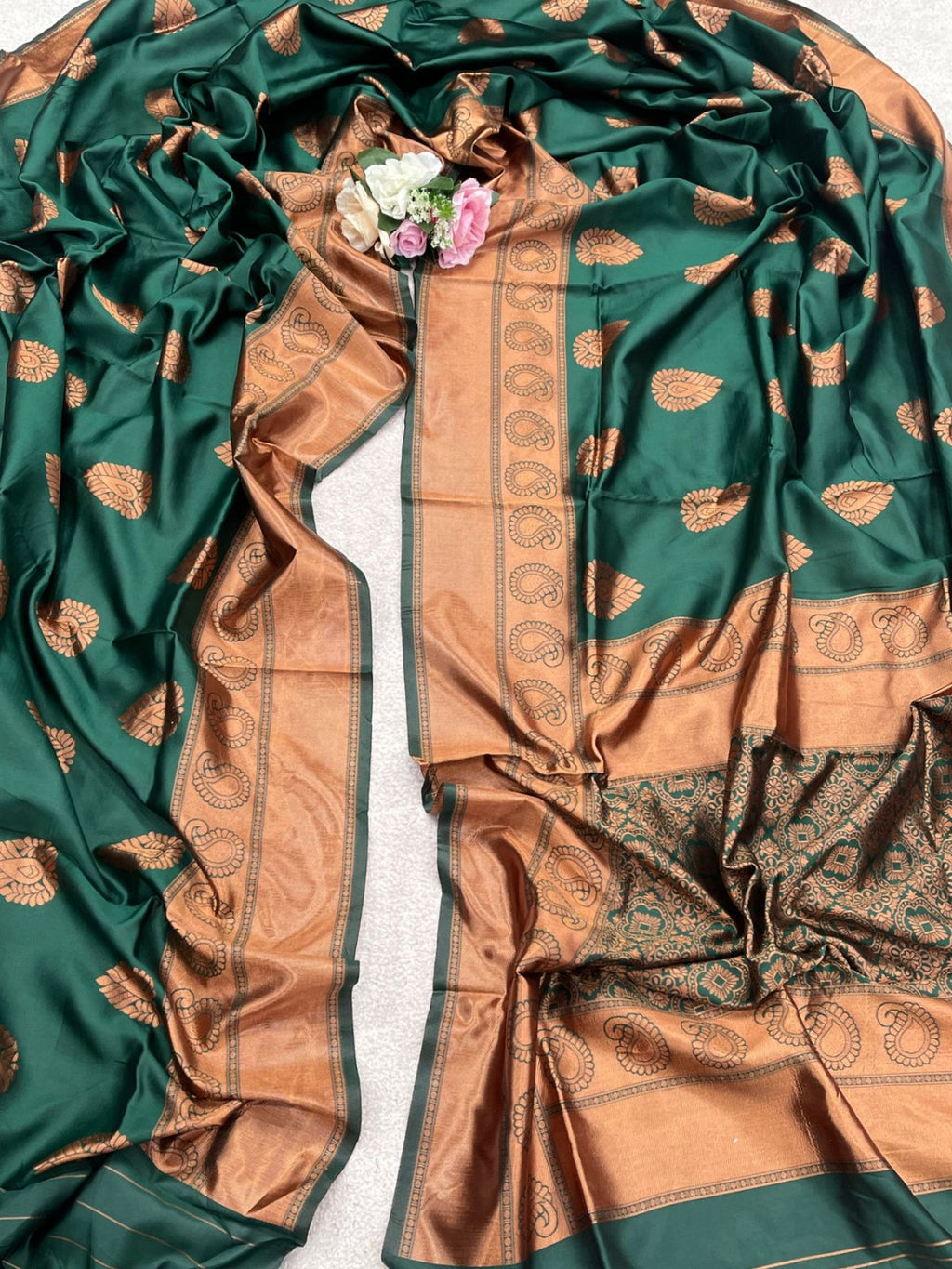 Green Color Soft Lichi Silk Saree With Jacquard Weaving Wor