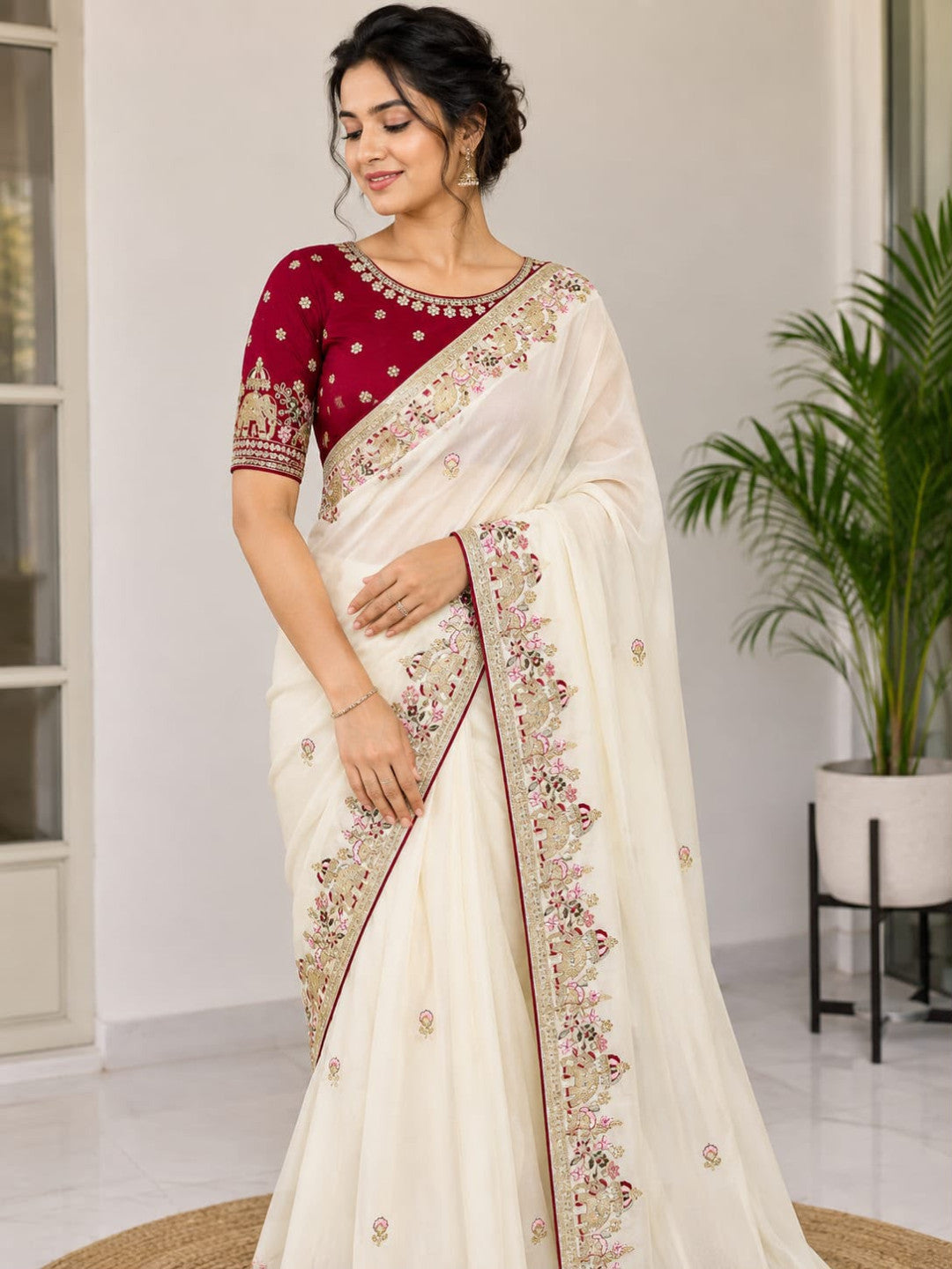 Star Georgette Saree With Sequence And Embroidery Work