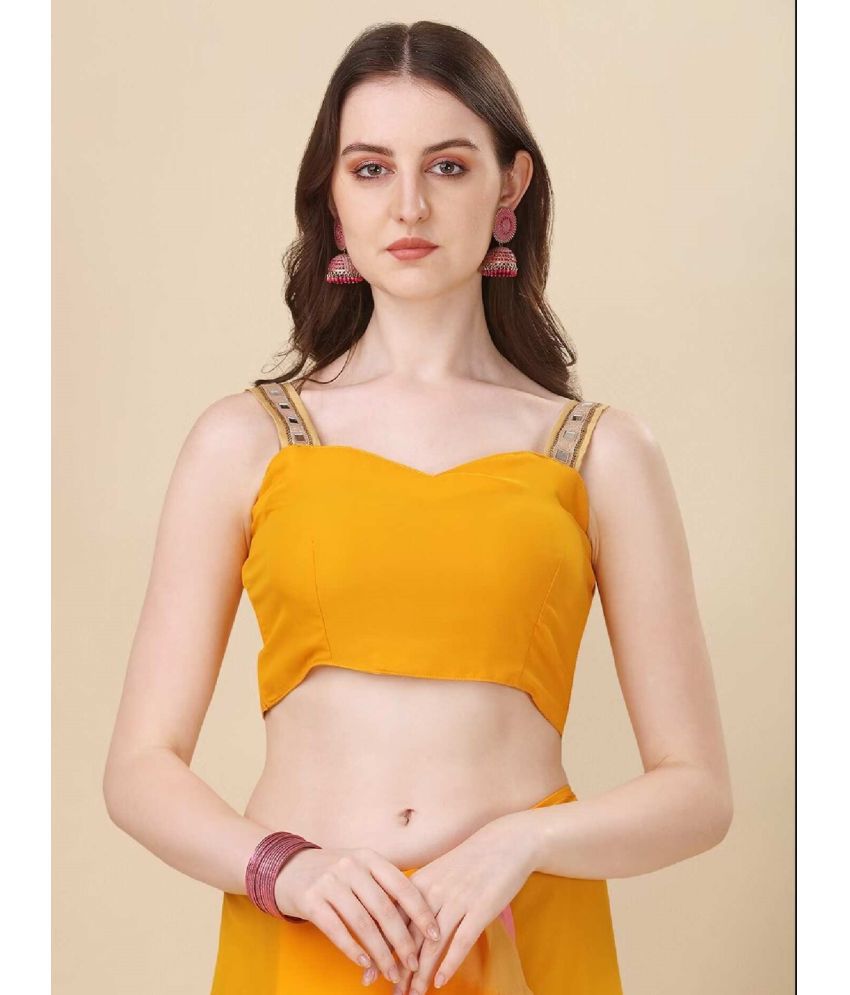 Soft Yellow Georgette Saree With Beautiful Laheriya Zallar Work