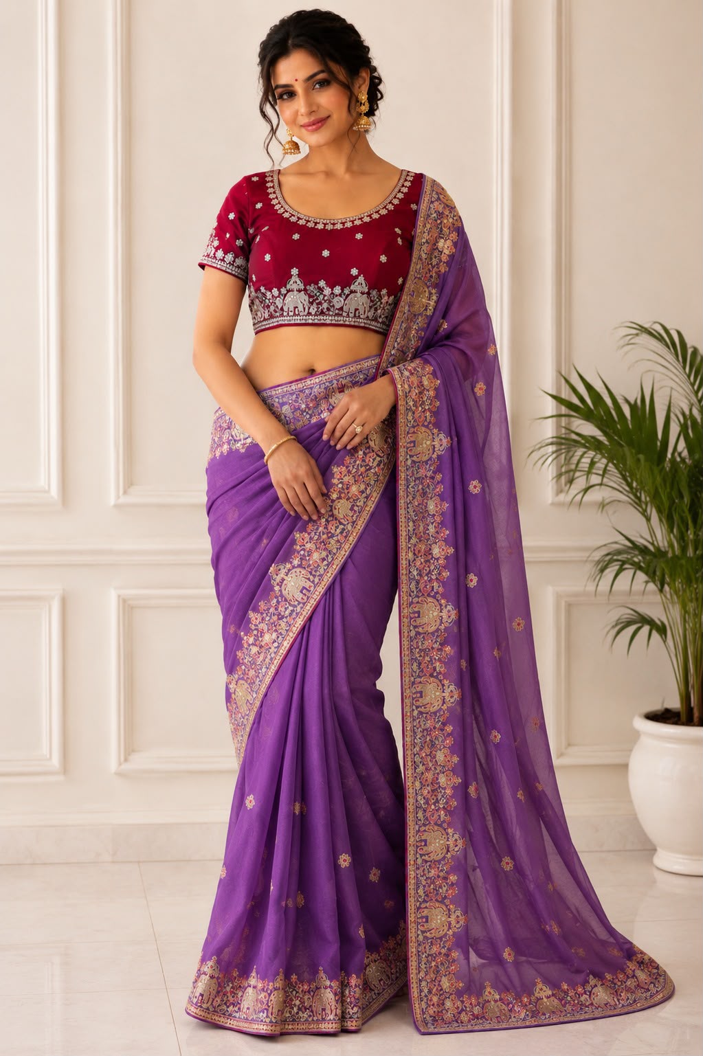 Star Georgette Saree With Sequence And Embroidery Work