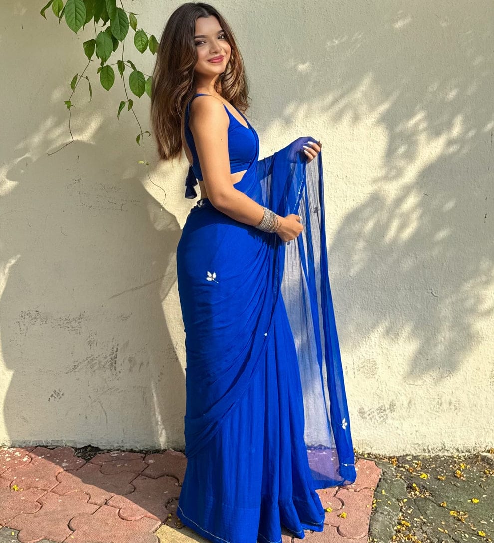 Georgette Saree With Beautiful Moti Work