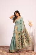 Muga Cotton Saree with Paithani Pallu and Zari Weaving Border