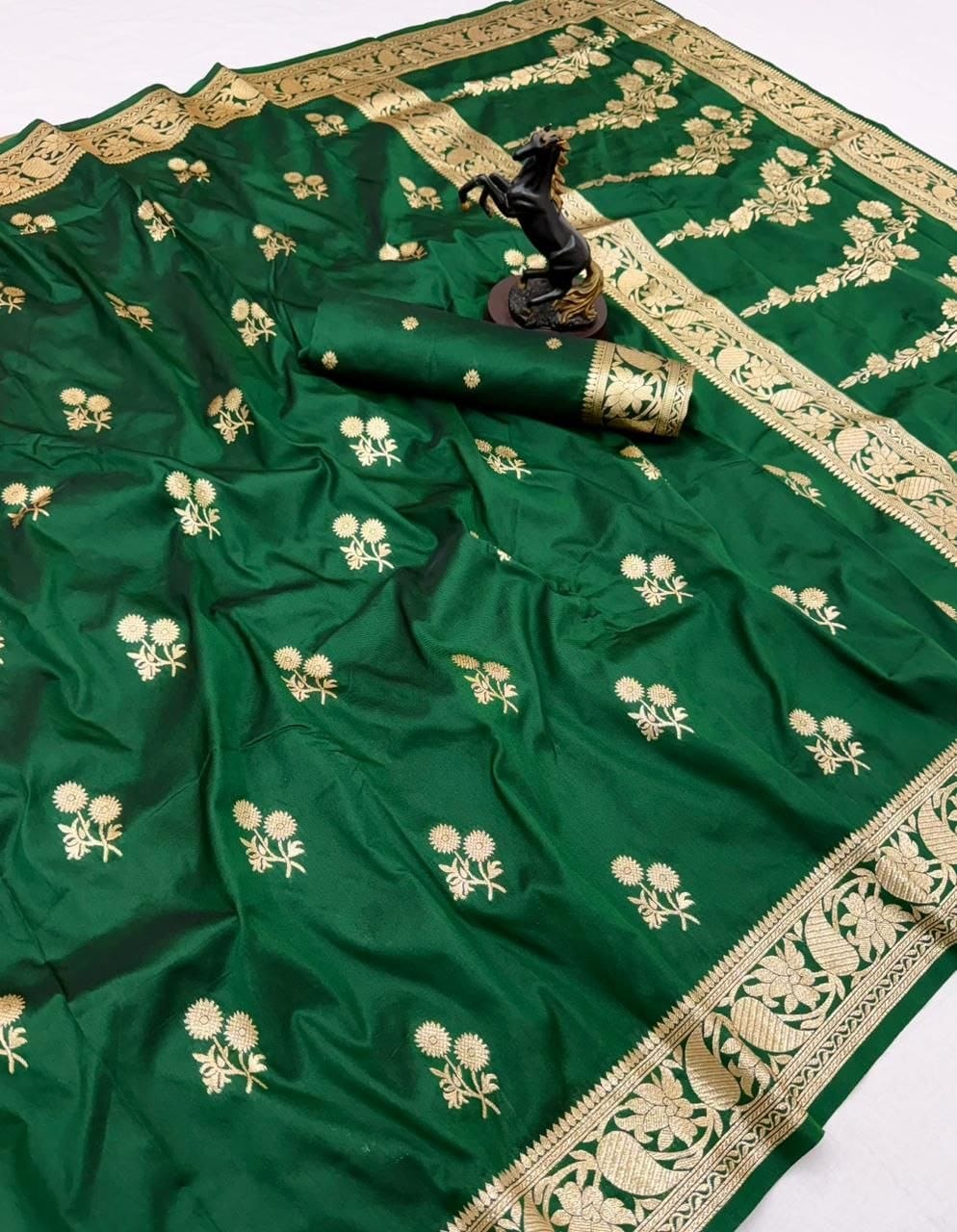Banarasi Silk Saree with Golden Zari Weaving Work