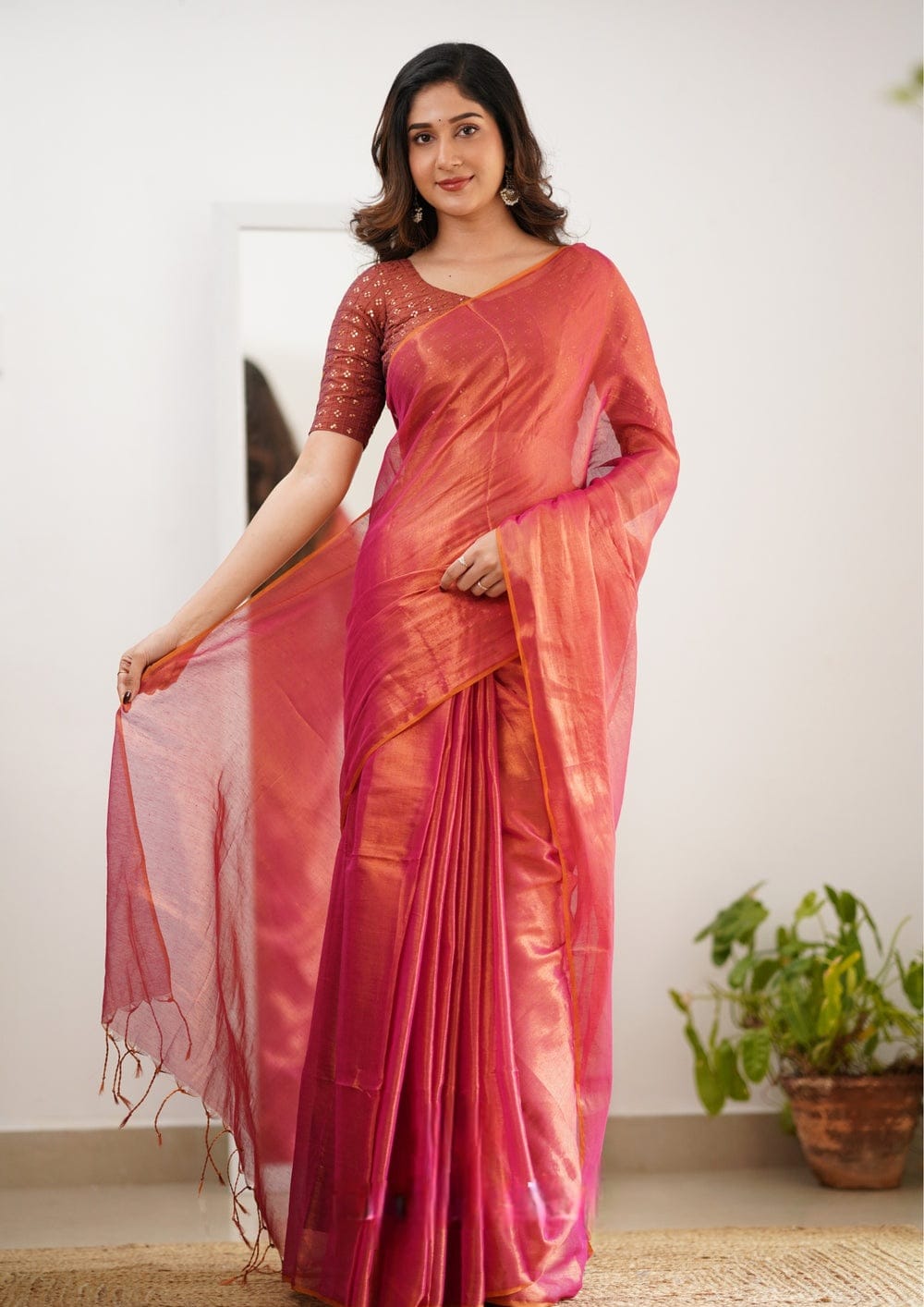 Tissue Silk Saree With Embellished Look