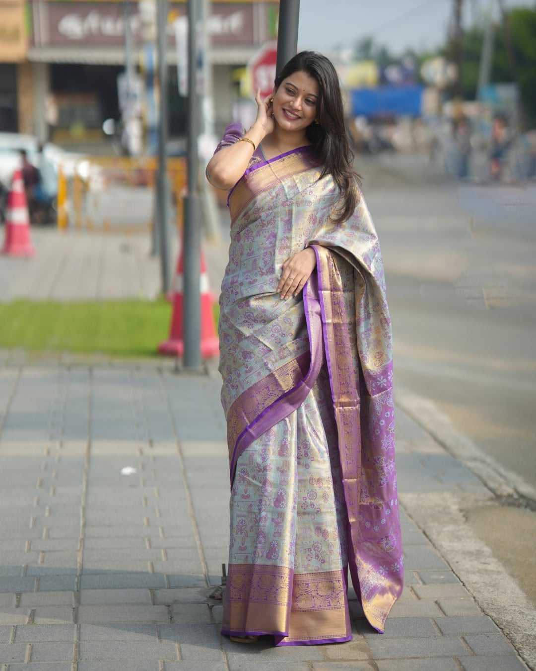 Sky Blue Color Soft Kanjivaram Silk Saree With Zari Weaving Work