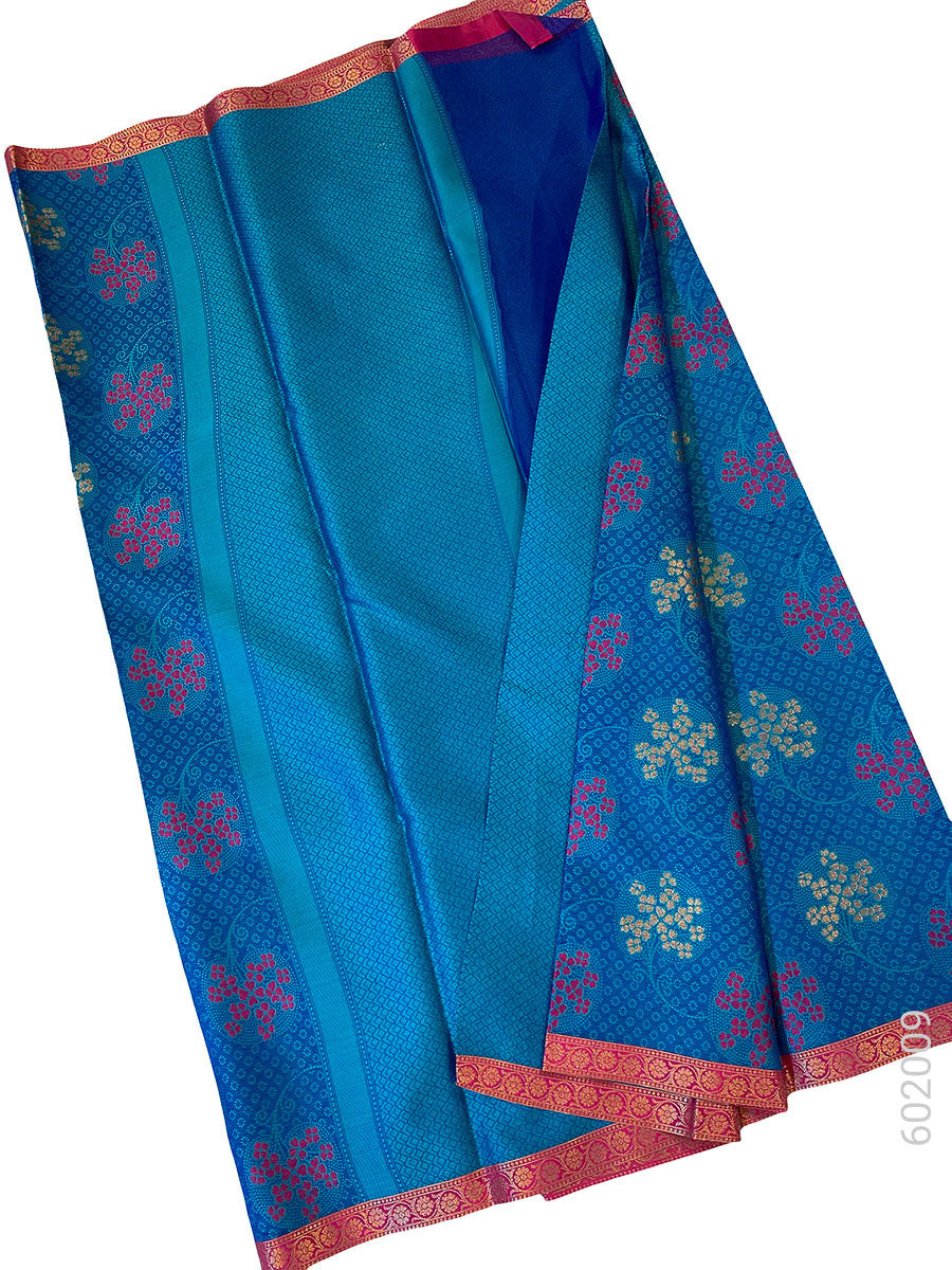 Blue Cotton Zari Work Banarasi Saree