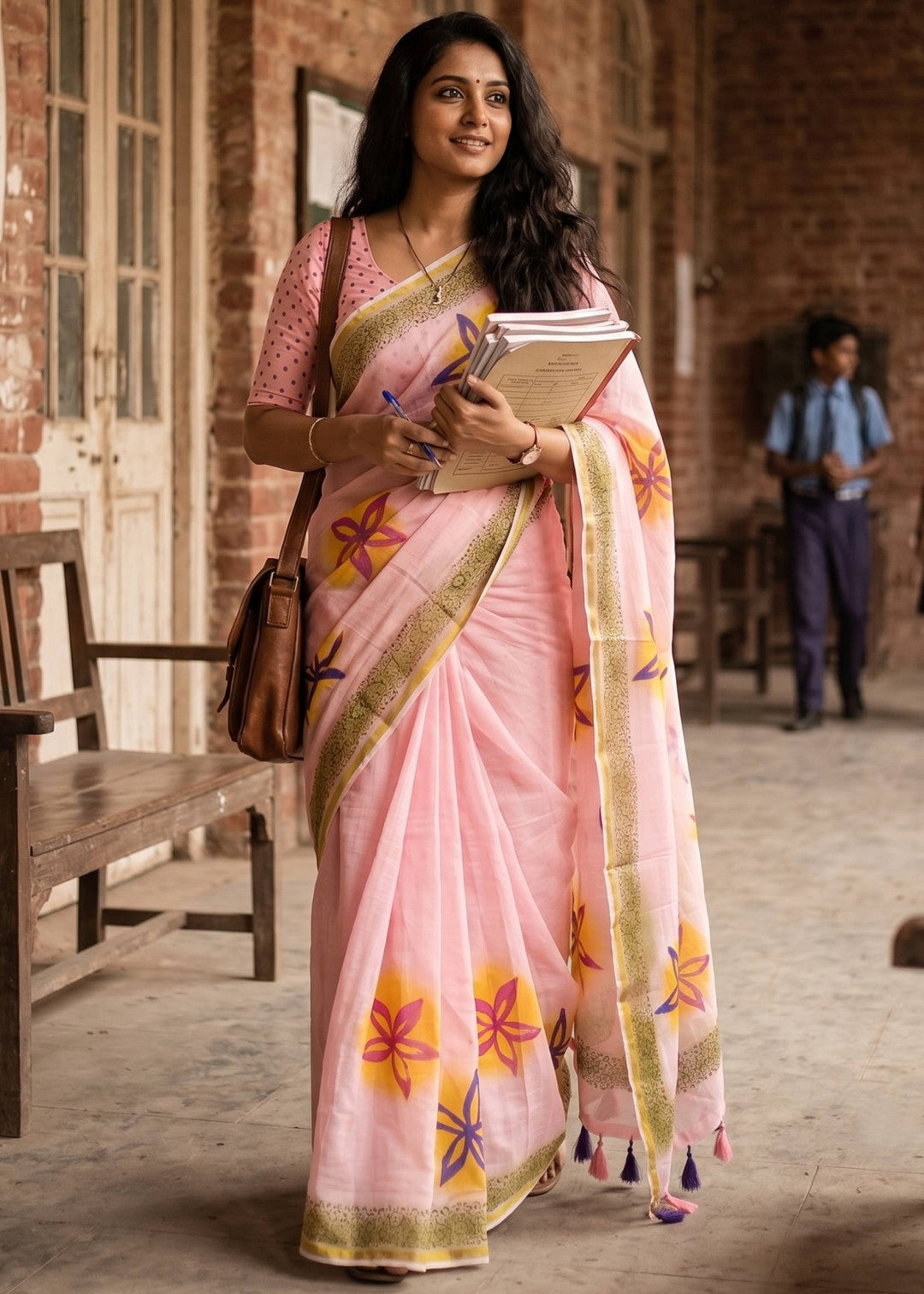Soft Muslin Base Mul Cotton Saree With Hand Block Printed Work