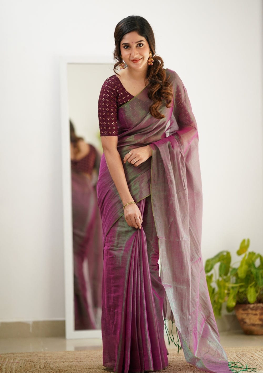 Tissue Silk Saree With Embellished Look