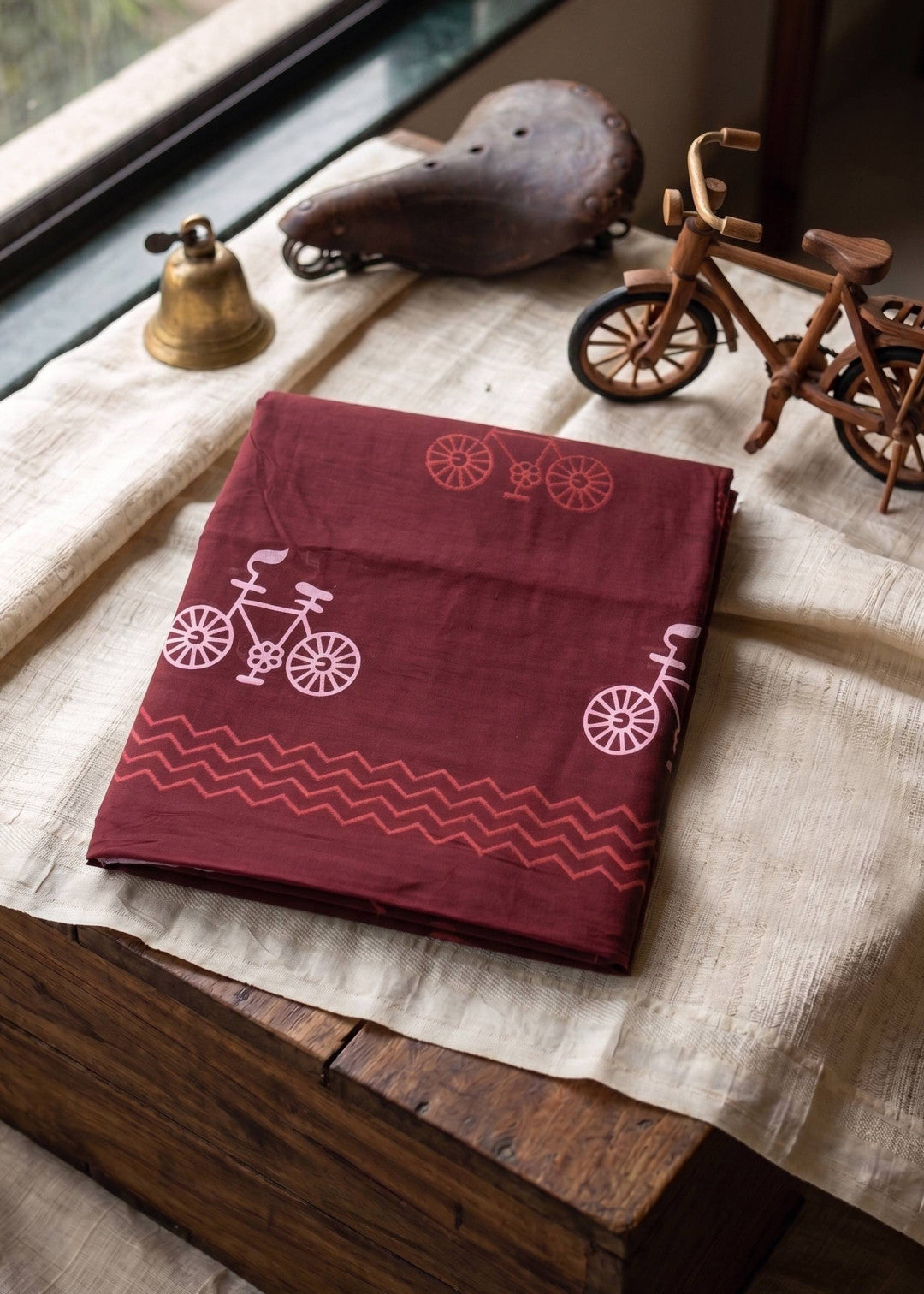 Cotton Saree With Hand Bagru Printed Work