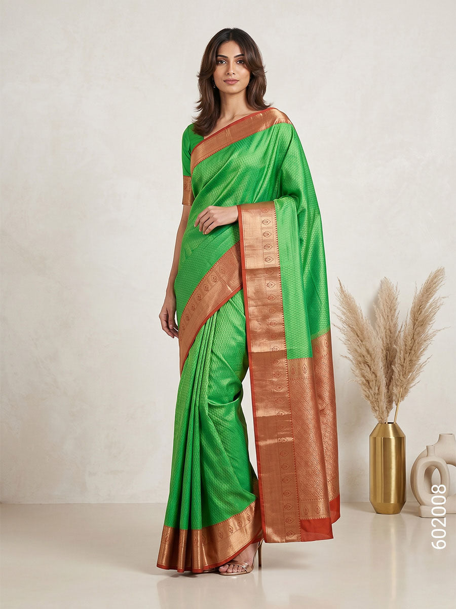 Green Cotton Zari Work Banarasi Saree