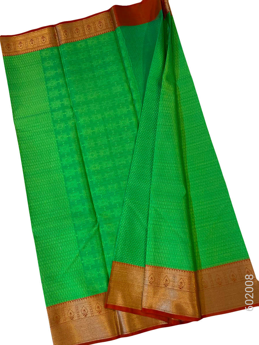 Green Cotton Zari Work Banarasi Saree