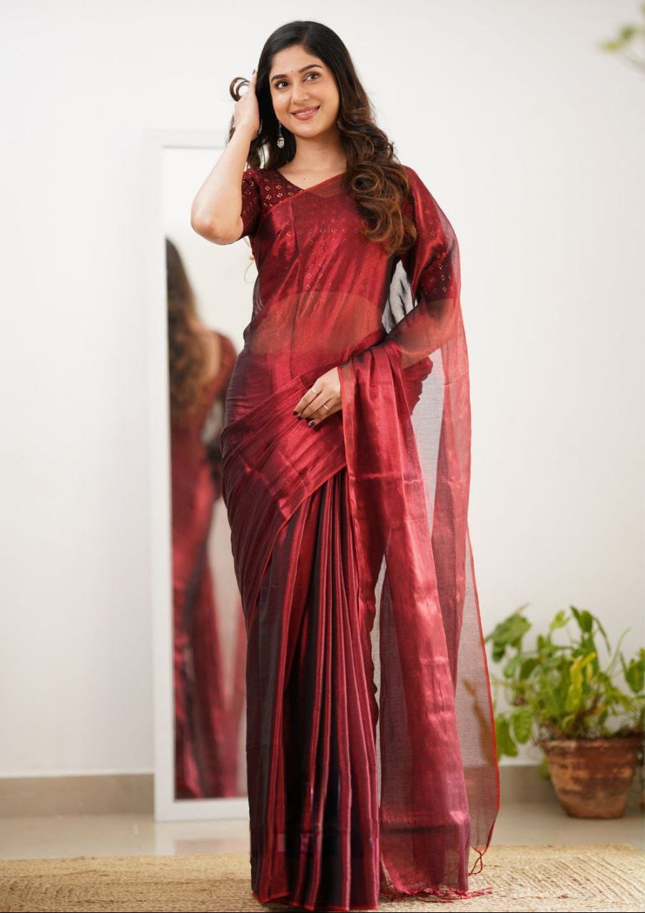 Tissue Silk Saree With Embellished Look