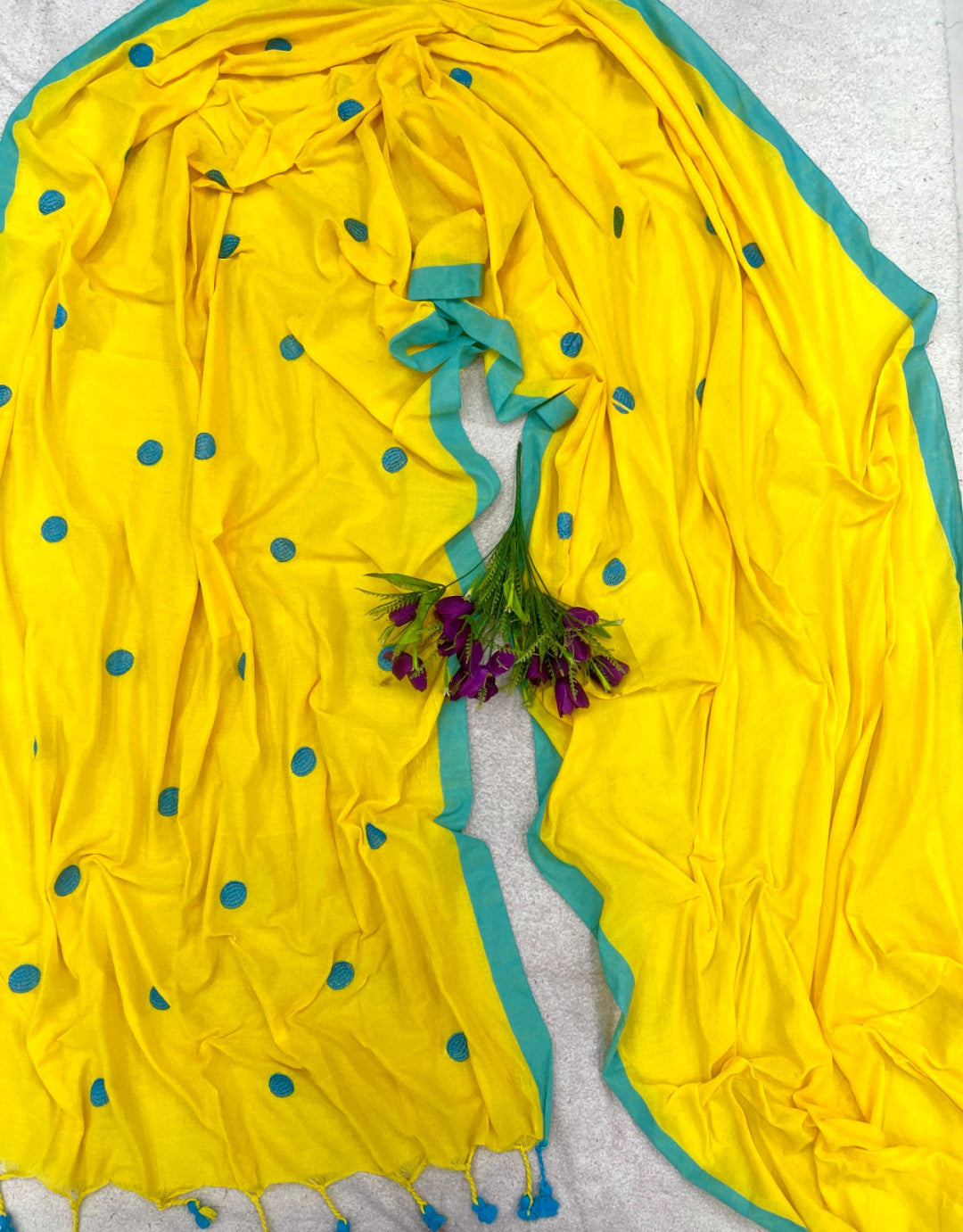 Soft Khadi Cotton Saree With Gola Embroidered And Tassels Work