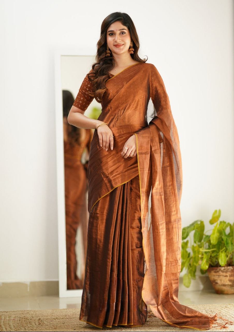 Tissue Silk Saree With Embellished Look