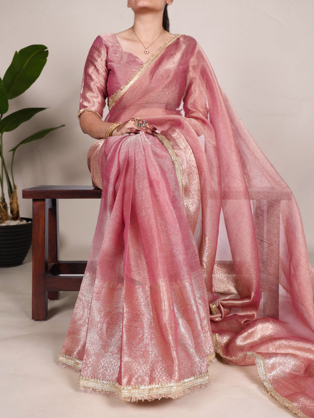 Tissue Shimmer Silk Fancy Saree With Zari Weaving And Sequence Work Border