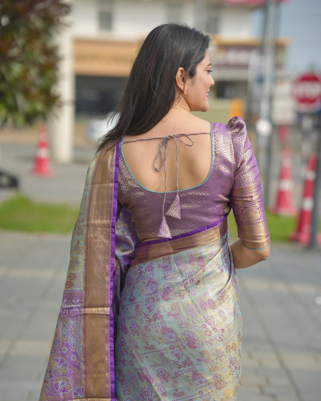 Sky Blue Color Soft Kanjivaram Silk Saree With Zari Weaving Work