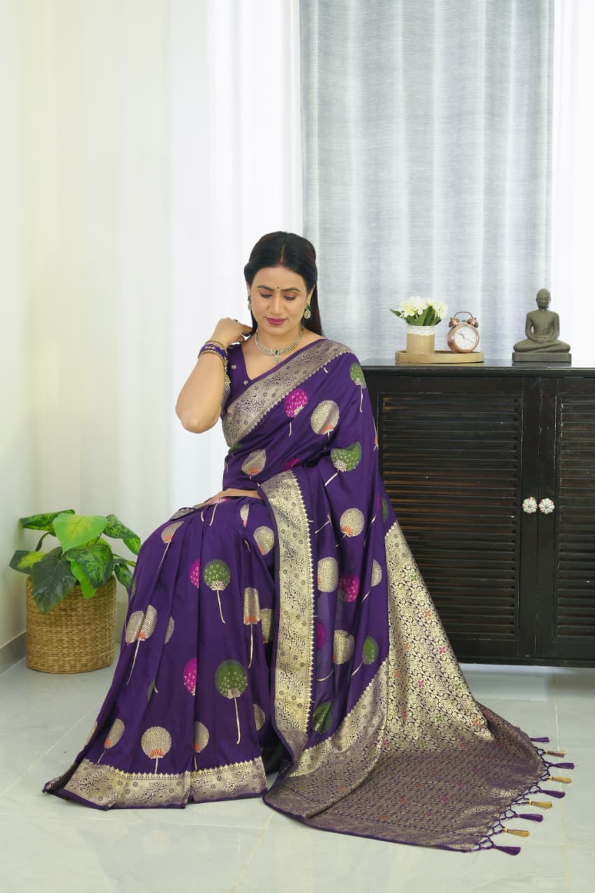 Khaddi Georgette Banarasi Saree With Meenakari Weaving Work