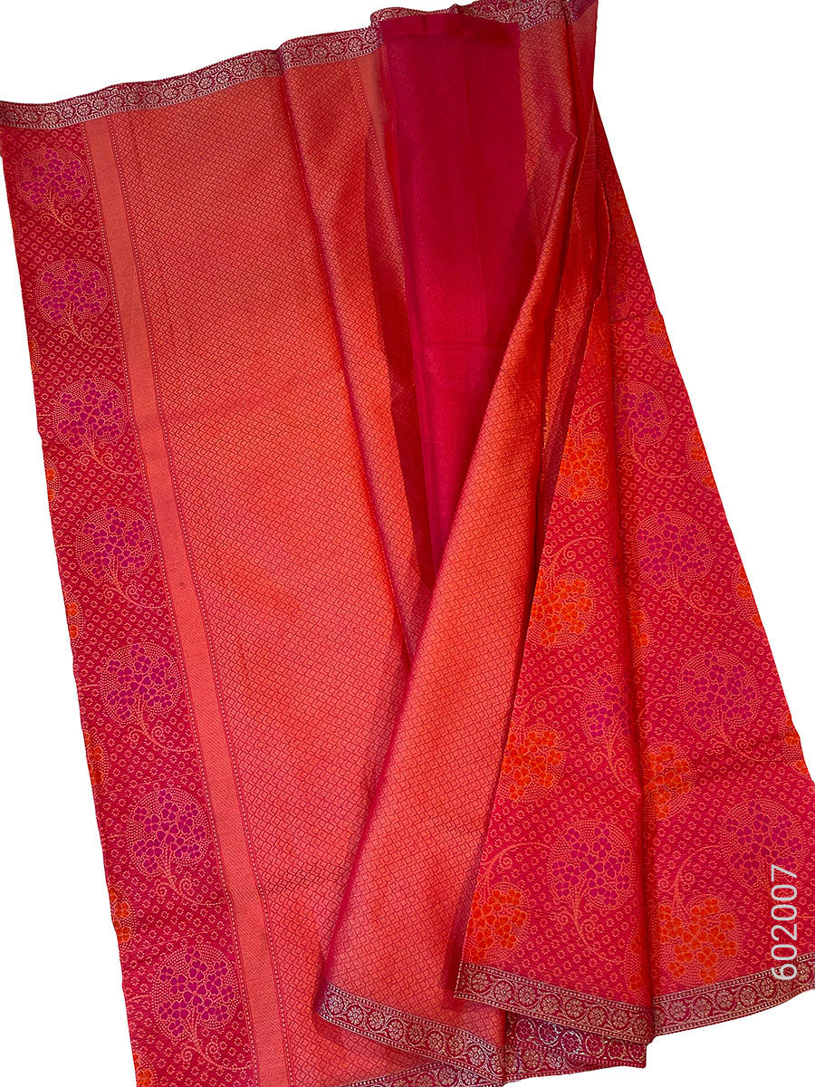 Red Cotton Zari Work Banarasi Saree