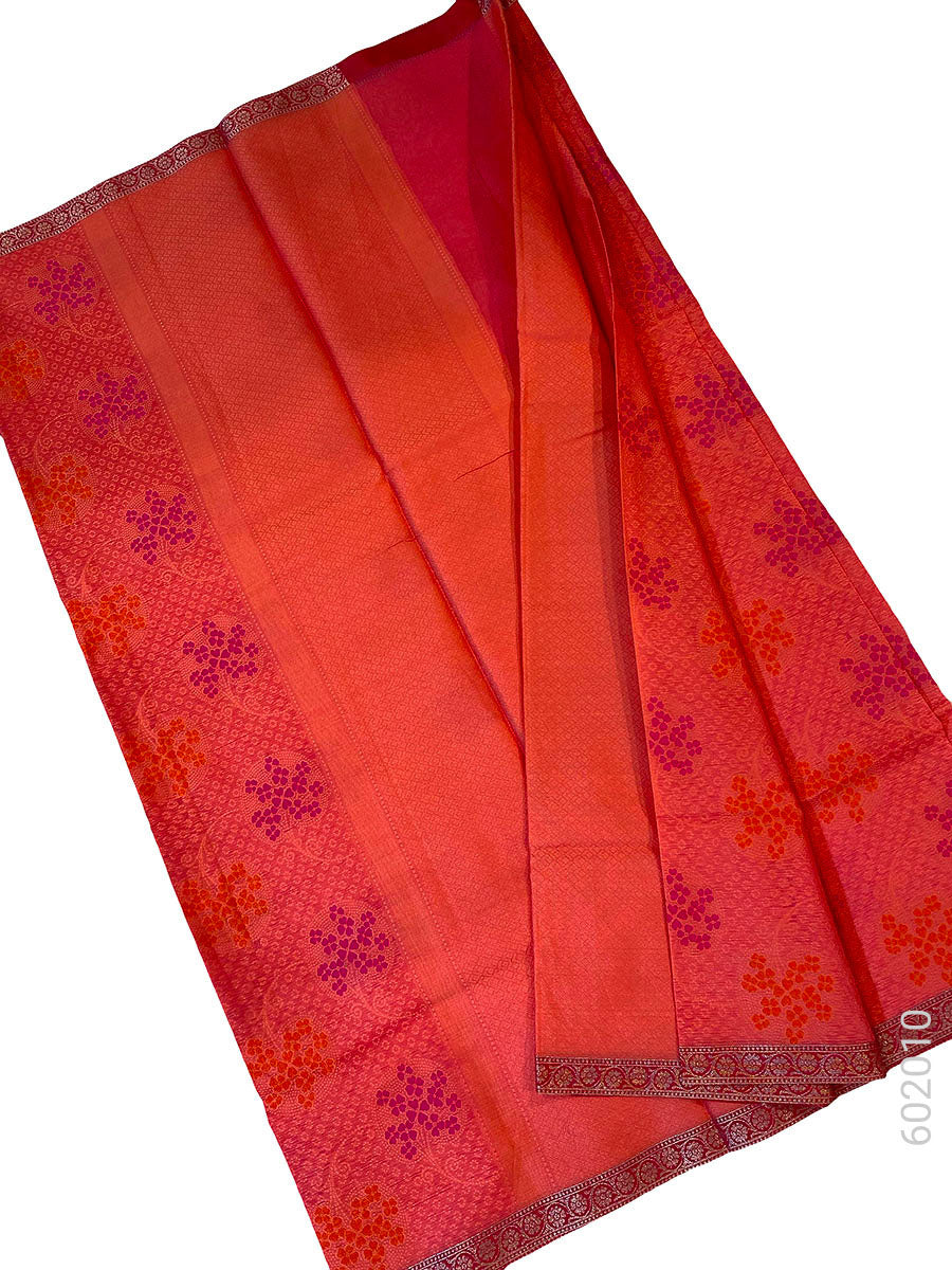 Red Zari Work Banarasi Saree In Cotton