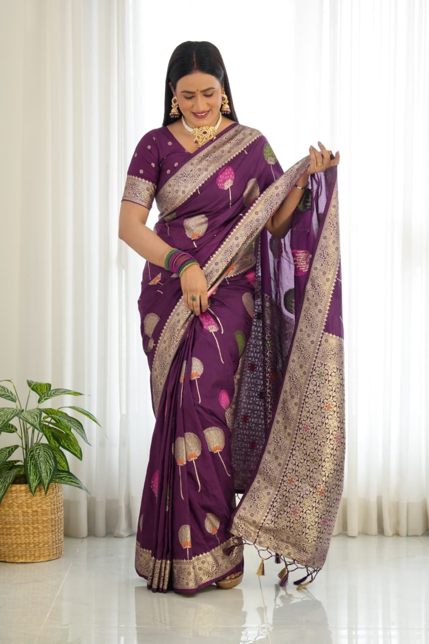 Khaddi Georgette Banarasi Saree With Meenakari Weaving Work