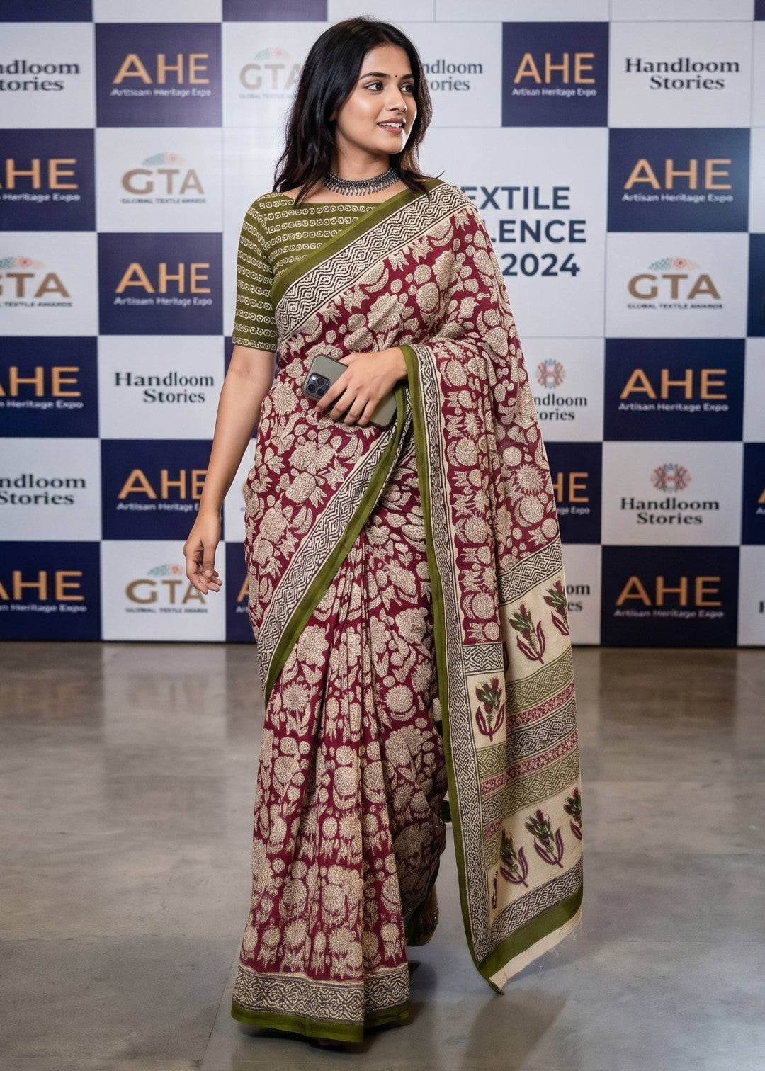 Soft Mulmul Cotton Saree With Bagru And Ajrakh Hand Block Printed Work