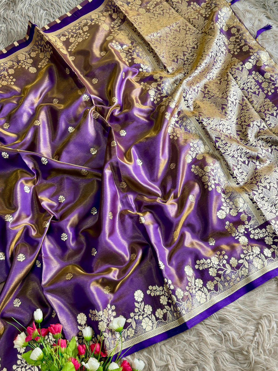 Premium Banarasi Satin Tissue Silk Saree With Zari Weaving Work