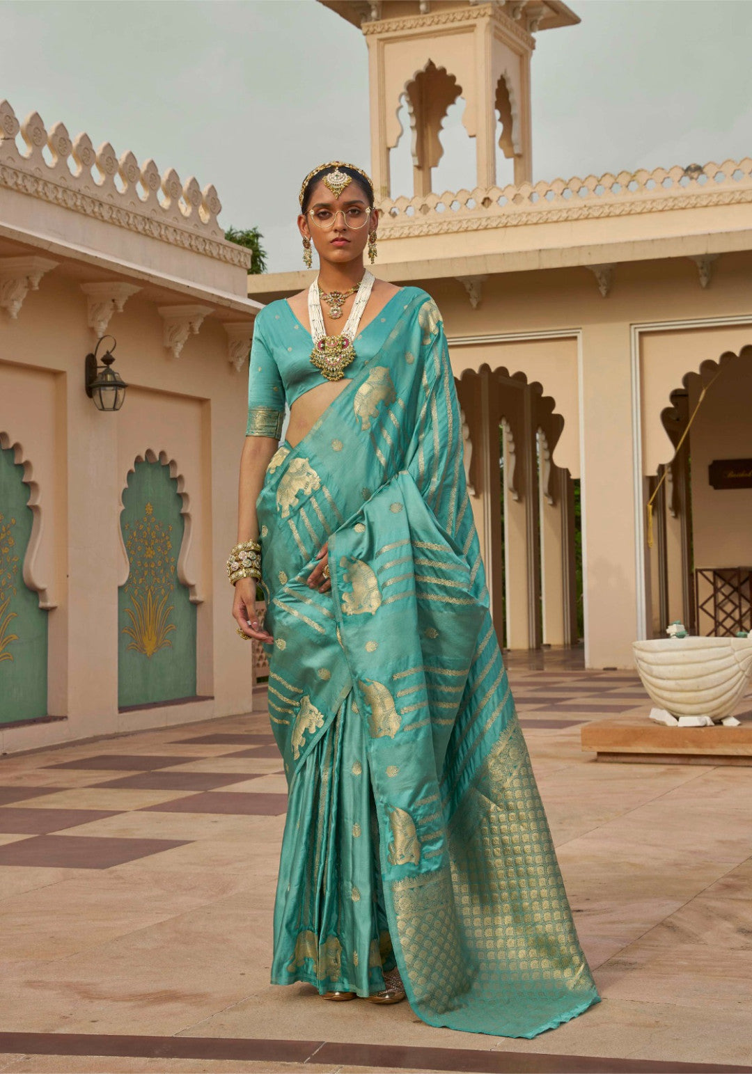 Satin Banarasi Silk Saree with Jacquard Zari Weaving Work